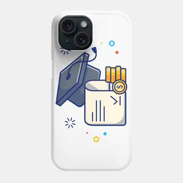 Scholarship, Graduation Cap, Certificate And Coin Cartoon Phone Case by Catalyst Labs