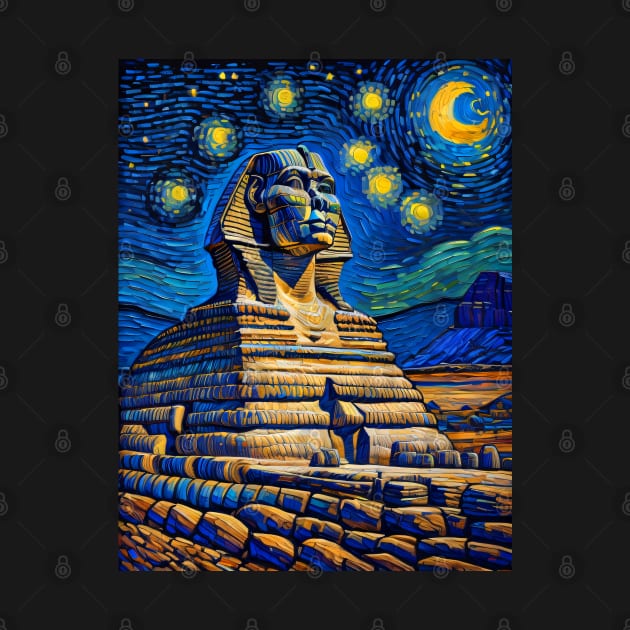 The Sphinx of Giza in Starry Night by FUN GOGH