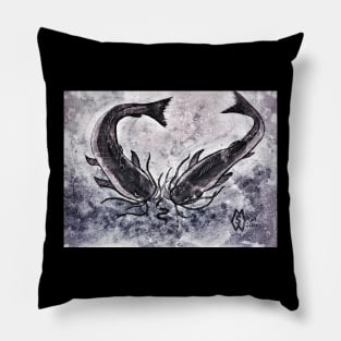 Catfish fishing in grunge Pillow