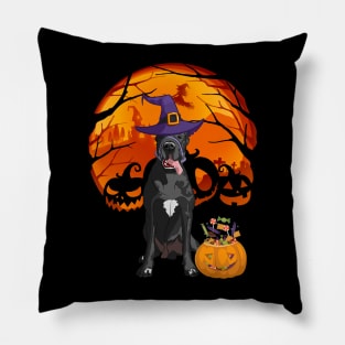 Great dane pumpkin witch Pillow