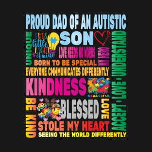 Autism Proud Dad Father Son Love Autistic Kids Autism Awareness Family T-Shirt