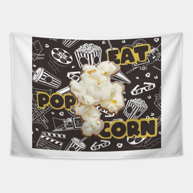 eat popcorn Tapestry by chobacobra