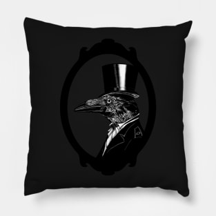 Raven in top hat Pillow