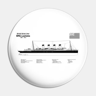 RMS Lusitania ship plans. Cunard Ocean Liner -  BDpng Pin