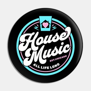 HOUSE MUSIC  - Circle Heart House Logo (pink/blue) Pin