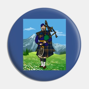 Scot With Bagpack Music Culture Pin