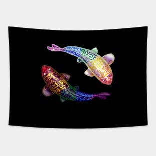 Yin-Yang Rainbow Koi Fish Tapestry