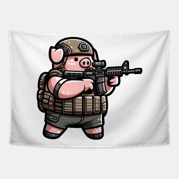 Tactical Pig Tapestry by Rawlifegraphic