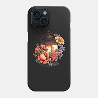 Cute Chinese Lantern Flower Design on Red Background Phone Case