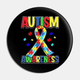 Autism Awareness Day 2020 Colorful Puzzle Ribbon Pin