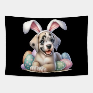 Puppy Great Dane Bunny Ears Easter Eggs Happy Easter Day Tapestry