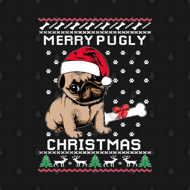 Merry Pugly Christmas Ugly Sweater by little.tunny
