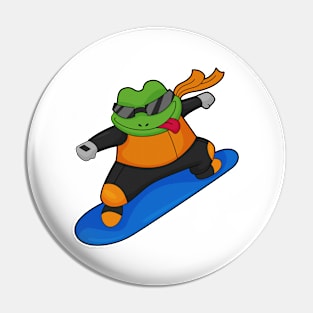 Frog as Snowobarder with Snowboard Pin