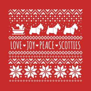 Scottish Terriers Christmas | Love Joy Peace Scotties T-Shirt