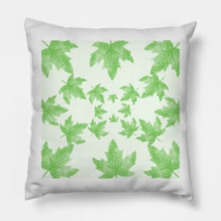 Green falling Maple Leaves Pillow