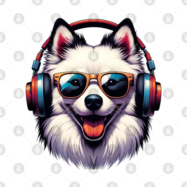 American Eskimo Dog Smiling DJ: Beats in Bright Style by ArtRUs