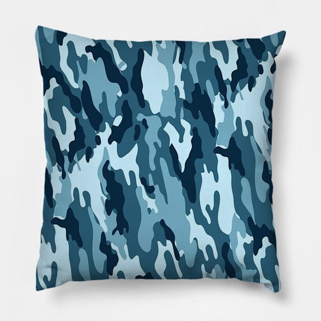 Camo Blue Beige Black Fine Camo Print Pillow by teezeedy