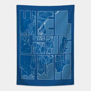 Wellington, New Zealand City Map Typography - Blueprint Tapestry