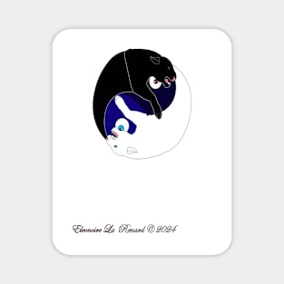 Yin yang white lioness and black panther version Magnet