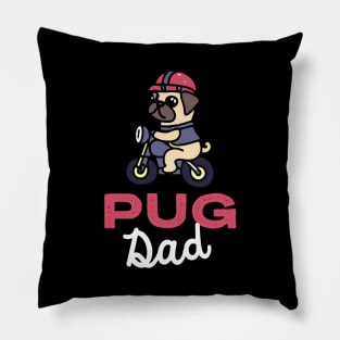 Pug Dad Biker Dog Owner Pugs Dog Father Pillow