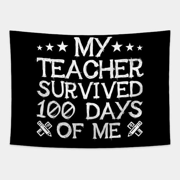 My Teacher Survived 100 Days Of Me Funny Student Tapestry by zerouss