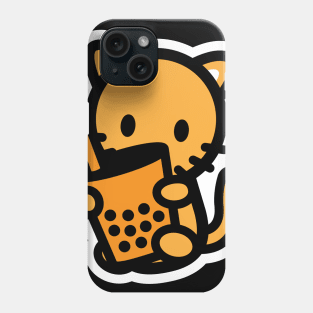 Cat Orange Boba Bubble Thai Milk Tea Bambu Cute Kitten Drink Bambu Brand Phone Case