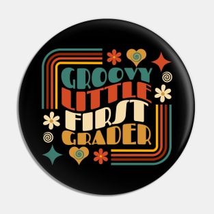 Groovy Little First Grader First Day of School Pin