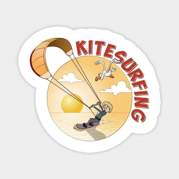 Kite surfing vector illustration. Magnet by Stefs-Red-Shop