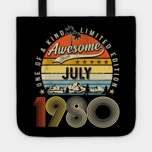 Awesome Since July 1980 Vintage 43rd Birthday Tote