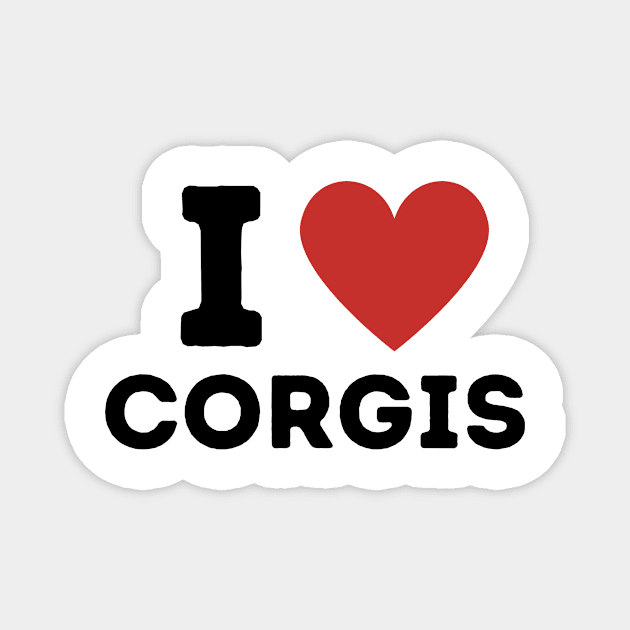 I Love Corgis Simple Heart Design Magnet by Word Minimalism