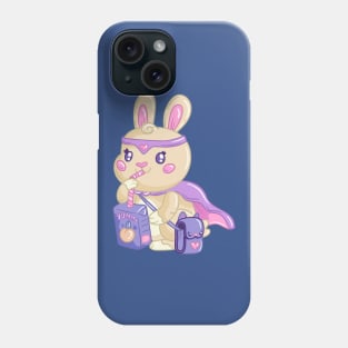 Kawaii superhero bunny drinks juice Phone Case