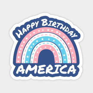 Happy Birthday America Pastel Independence Day Rainbow Magnet