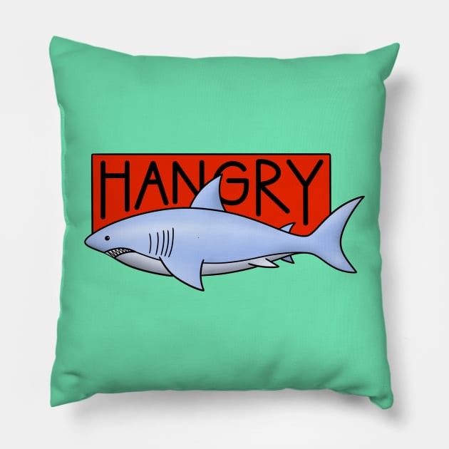 Hangry Shark Blue Pillow by Christine Parker & Co