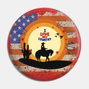 4th Of July Love my country Pin