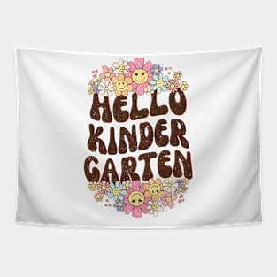 Groovy Hello Kindergarten Vibes Retro Teacher Back To School Tapestry