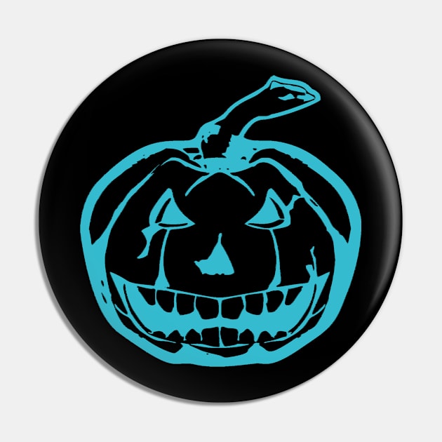 Angry Teal Pumpkin Jackolantern Pin by LucyMacDesigns