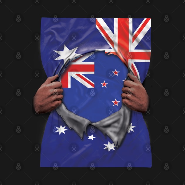 New Zealand Flag Australian Flag Ripped - Gift for New Zealander From New Zealand by Country Flags