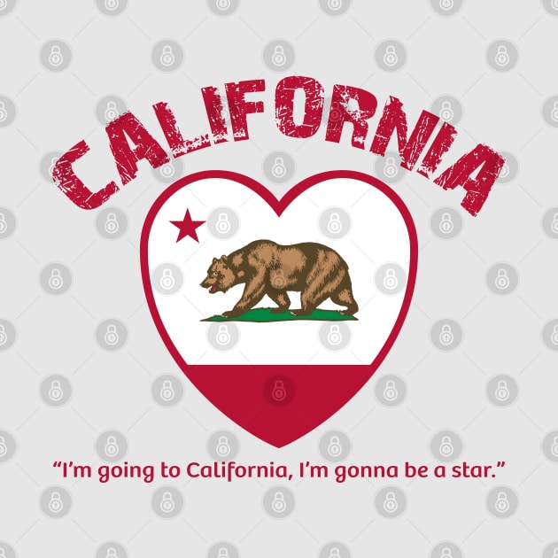 Bear Flag, Flag of California, Grizzly bear, “I’m going to California, I’m gonna be a star.” by egygraphics