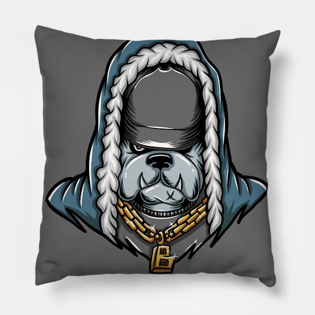 Hip Hop Bulldog Cartoon Pillow by SLAG_Creative