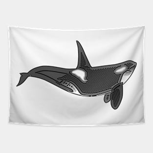 Orca Line Art Design Tapestry