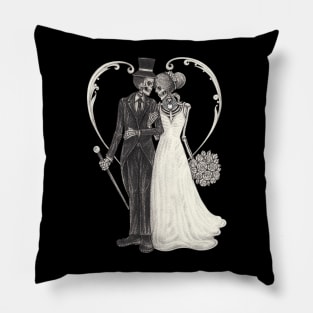 Skeletons loves couple wedding. Pillow