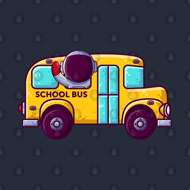 Cute Astronaut School Bus Cartoon by Ardhsells