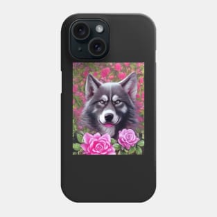 Tamaskan Wolfdog With Flowers Phone Case