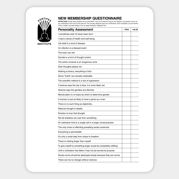 Pontifex Institute questionnaire - The Empty Man - Sticker | TeePublic