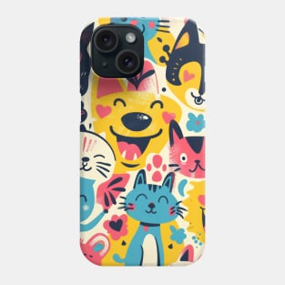 Eclectic Happy Pets and Nature Pattern Phone Case