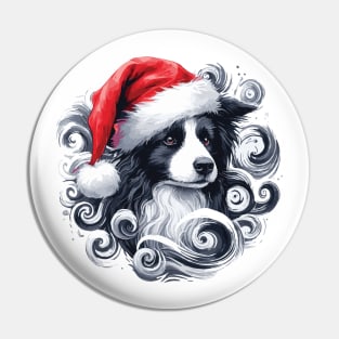 Christmas Border Collie Pin