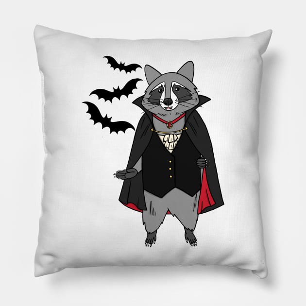 Vampire Raccoon Pillow by astonishingemma