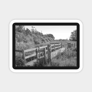 Wooden bridge over the river in rural Norfolk Magnet