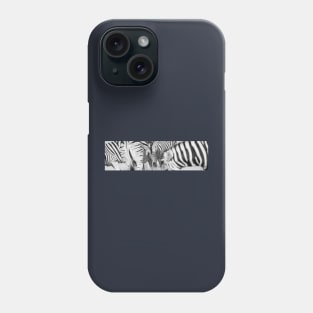 Zebra herd oblong black and white stripe full frame. Phone Case