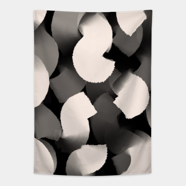 Black and White, Wavy, Brush Stroke Style Tapestry by OneThreeSix